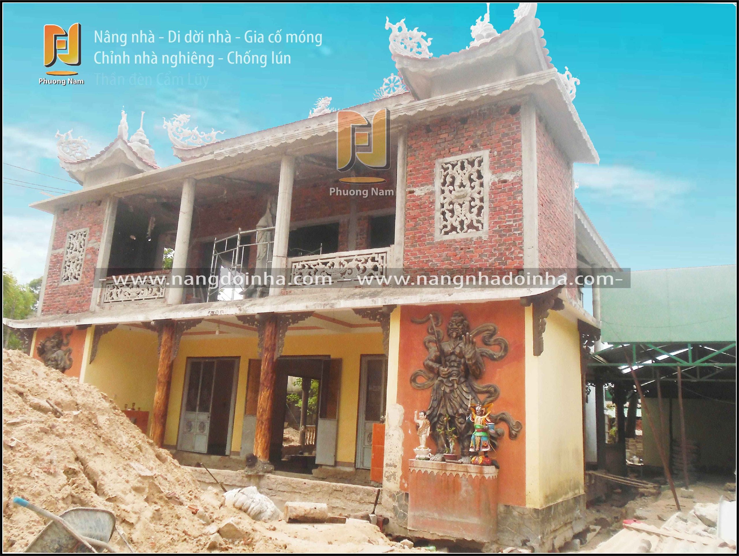 thần đèn cẩm lũy, văn cư, quốc khánh, nâng nhà, dời nhà, nhà nghiêng
